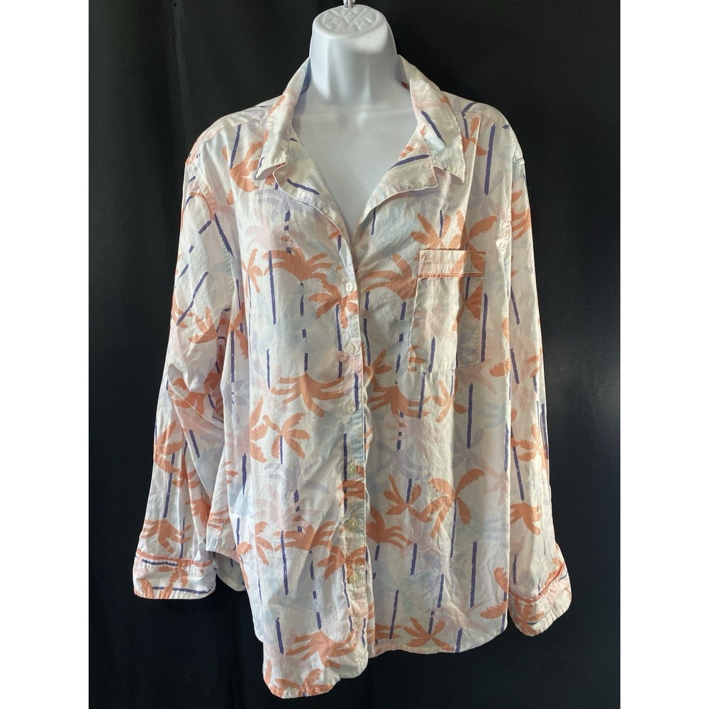 Dip Womens Sleep Shirt Size Large Beach Cover Palm Tree 100% Cotton Vacation Fun
